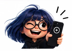Clara winking, phone out, making a plan